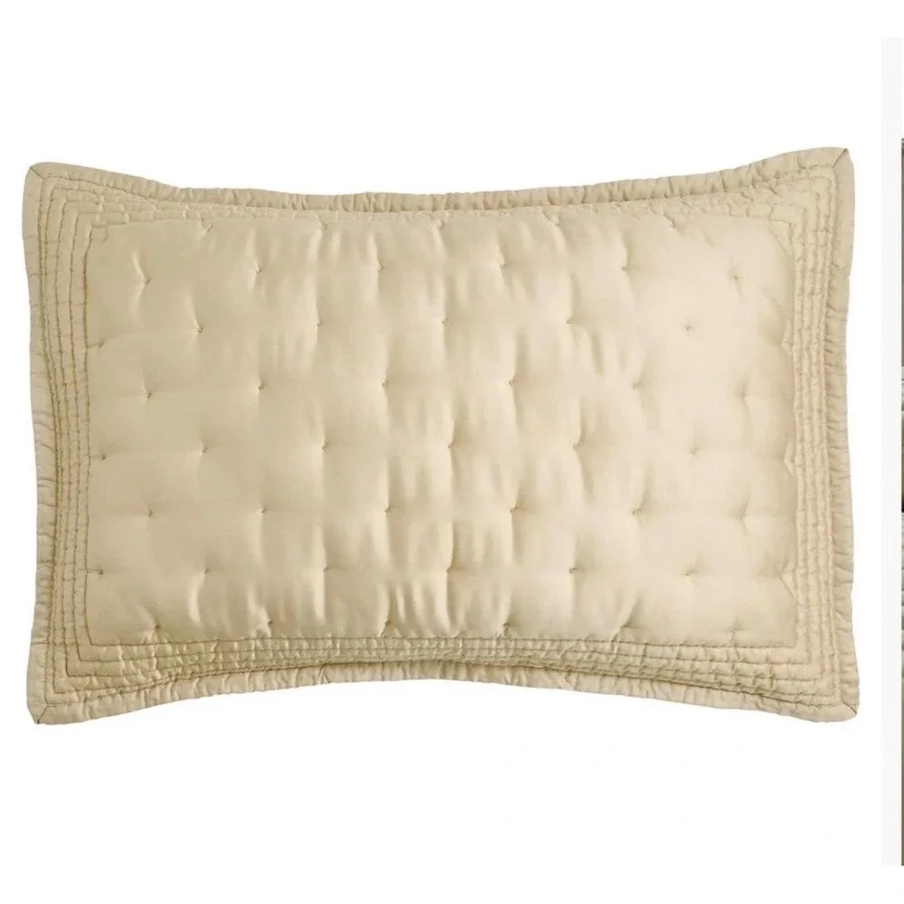 Donna Karan Essential Silk Quilted Standard Sham Gold Dust 100% Silk  NEW